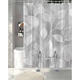 thumbnail image 3 of Split Shower Curtain for Transfer Bench, Silver Gray Leaves Fabric Shower Curtains for Bathroom, Vintage Abstract Branch Botanical Tub Sliding Transfer Bench Waterproof Bath Curtains 72"x96", 3 of 9