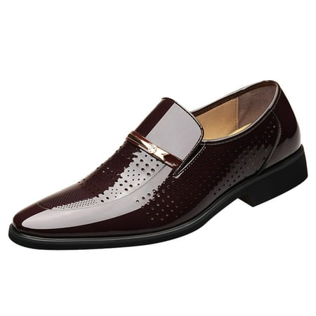

Outdoor Loafers Breathable Sneakers Classic Style Mens Shoes Fashion Hollow Out Metal Strip Decoration Business Casual Leather Shoes