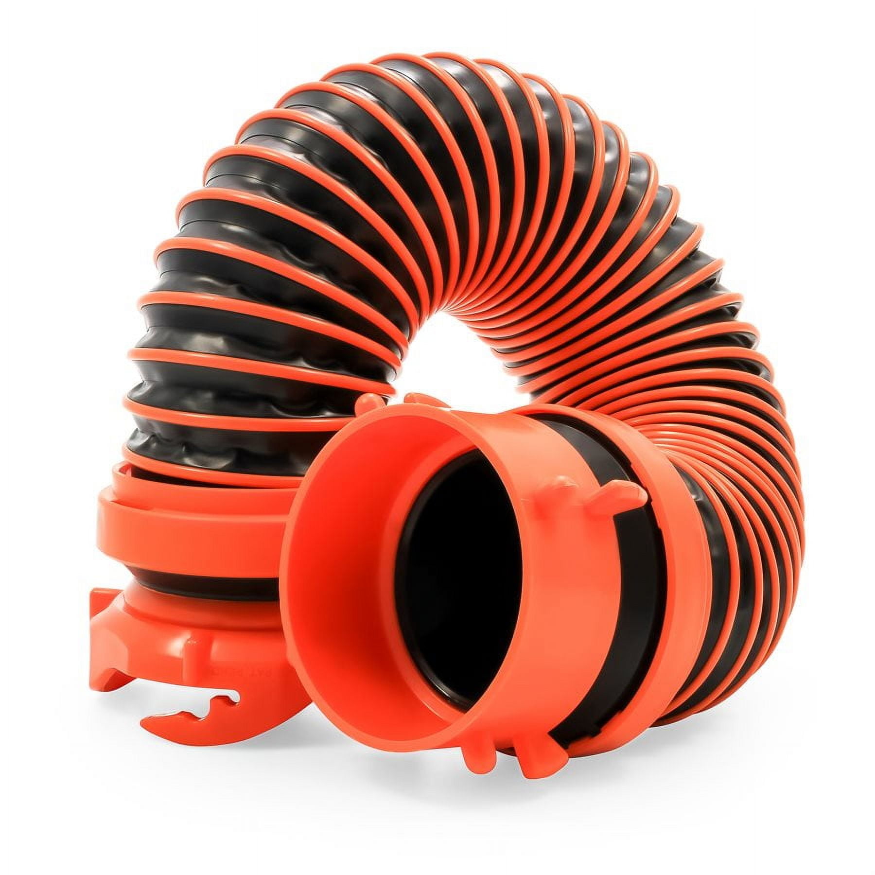 Camco RhinoEXTREME Compartment Sewer Hose | Hose Extends to 2-Feet Long | Black and Orange (39855)
