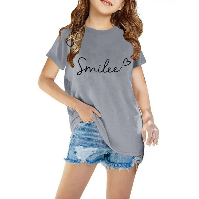 TopLLC Manches Courtes Col Rond Blouses & Chemises Chemises pour Enfants T-Shirt Graphique Manches Courtes Col Rond Crop Top pour 3-14 Ans Filles et Garçons T-Shirt Tee Blouse Fille