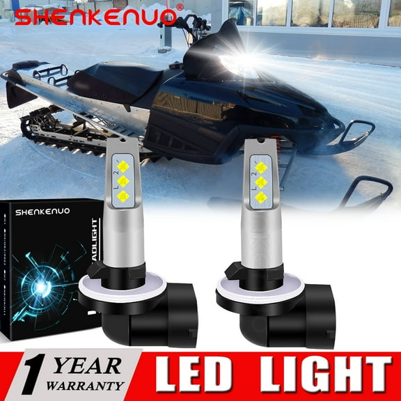 SHENKENUO 2X 881 Bright White LED Headlight for Arctic Cat M1000 2007-2011 Snowmobile Bulbs,C09