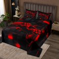 thumbnail image 2 of Black and Red Quilt Set Queen,Modern Geometric Gaming Bedspread Set,Gradient Neon Cubes Gamer Coverlet Set Plaid Grid Quilted Geometry Brick Wall Video Game Room Decor for Boys, 2 of 5