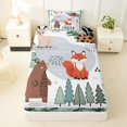 thumbnail image 3 of Castle Fairy Cute Camo Woodland Animal Twin Sheets 3pcs,Fox Bear Deer Puppy Pine Bedding,Sage Cream White,1 Fitted Sheet, 1 Flat Sheet and 1 Pillowcase, 3 of 6