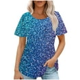 thumbnail image 1 of Pisexur Hauts pour Femmes, Blouses Habillées Décontractées pour Femmes, Hauts de Printemps pour Femmes, Haut Décontracté à Manches Courtes et Col Rond Ample Uni Multicolore pour Femmes, 1 of 2