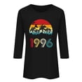 thumbnail image 4 of HOMBOM Tops for Women Summer T-Shirts Graphic 3/4 Sleeve Black Crew Neck Retro 1996 Print Ladies Graphic Tees, 4 of 4