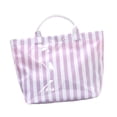 thumbnail image 3 of Bolso tote impermeable, bolso de playa de moda para el trabajo, fiestas, desplazamientos, vacaciones y negocios. Rayas blancas moradas, 3 of 9