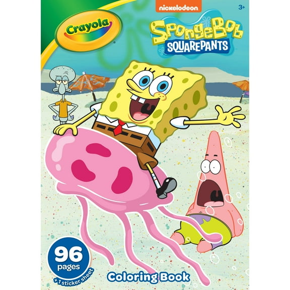 Crayola Spongebob Squarepants Coloring Book with Stickers, 96 Pages, Arts and Crafts, Travel Activity, Spongebob Gift for Kids, Ages 3