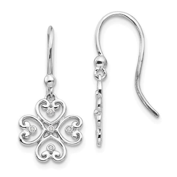 Primal Silver Sterling Silver Rhodium-plated 0.03 Cttw Diamond Shepherd Hook Earrings