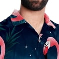 thumbnail image 5 of Flamingo Tropical Rainforest Men's Spread Collar Tops, Casual Button Down Shirts for Summer Beach, Printed Short Sleeve Shirts - Unisex, 5 of 6