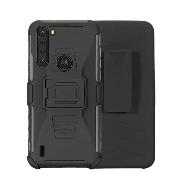 Funda Uso Rudo Clip 360 Para Motorola One Fusion Más 2 Micas De Cristal
