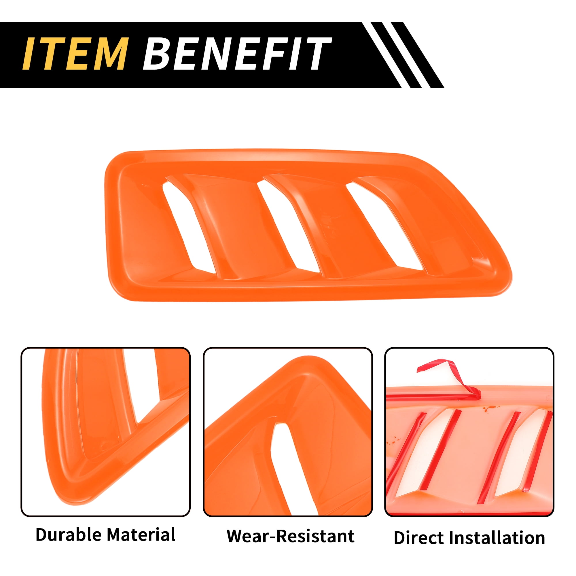Unique Bargains 1 Pair Car Front Hood Air Outlet Vent Cover Trim for Jeep Wrangler JL JLU Gladiator 2018-2024 Hood Engine Bonnet Air Vent Outlet Cover Bezels ABS Orange
