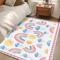 thumbnail image 4 of Rainbow Sunshine Area Rugs 2.7'x5', Washable Small Throw Rugs for Kitchen Bedroom, Rainy Cute Pink Border Indoor Outdoor Rug Non-Slip Low Pile Carpet Runner Reversible Floor Mats, 4 of 8