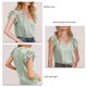 thumbnail image 5 of Slatcetga Tops con Cuello en V para Mujer, Tops Informales de satén de Color Puro con Volantes de Encaje para Fiestas, Compras, Viajes al Aire Libre, Verde Claro L, 5 of 6