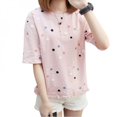 thumbnail image 3 of CNKOO T-Shirt à Pois d'Été pour Femmes Manches Courtes Col Rond Tee-Shirt Ample Décontracté, 3 of 5
