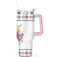 thumbnail image 2 of 40oz Pioneer Colorful Floral Stainless Steel Flip Straw Tumbler with Lid and Straw Spill Proof Travel Cup Double Wall Vacuum Insulated Coffee Mug with Handle Pink, 2 of 7