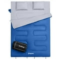 thumbnail image 1 of KingCamp 87x59" 2 Person 20 Degree Couple Sleeping Bag with 2 Pillows, Blue, 1 of 12