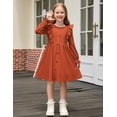 thumbnail image 4 of Arshiner Toddler Fall Winter Sweater Dress Ruffle Long Sleeve Ribbed Knit Button Down Casual Dresses with Pockets, 4 of 6