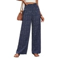 thumbnail image 3 of Fengqque Woman Polka Dot Print Pants Wide Leg High Waist Elastic Waist Casual Loose Trousers Blue XL, 3 of 6