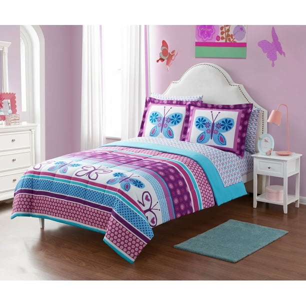 Your Zone Purple Butterfly Coordinated Bed in a Bag