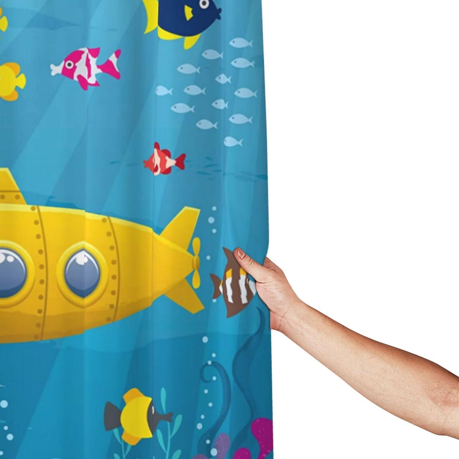 JOOCAR Nautical Shower Curtains for Kids Boy Bathroom Decor Underwater  Ocean Fish Funny Marine Animal Pirate Themed Shower Curtain Durable Machine  Washable Waterproof Fabric, 72x72 Inch 
