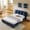 Dark Blue, variant on Queen Size Upholstered Bed Frame, Modern Minimalist Style with Segmented Plump Compressed Sponge Headboard, Shiny velvet & Sturdy Leg Support, Mattress Not Included-Black