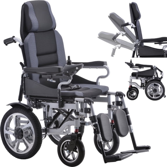 NOMIGO Electric Wheelchair for Adults – Folding Portable All-Terrain Power Chair, Easy Transport, 20AH Long-Range Battery, Silver