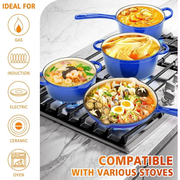 Ensemble de Poêles Antiadhésives, 3 Pcs Ustensiles de Cuisine avec Poignée Détachable, Empilable Crème Antiadhésive Blanc, Ensemble Four