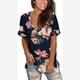thumbnail image 4 of Puntoco - Camisetas de verano para mujer, túnica de manga corta con estampado de tiras, cuello en V, tops de hombro Puntoco Puntoco-1558, 4 of 6