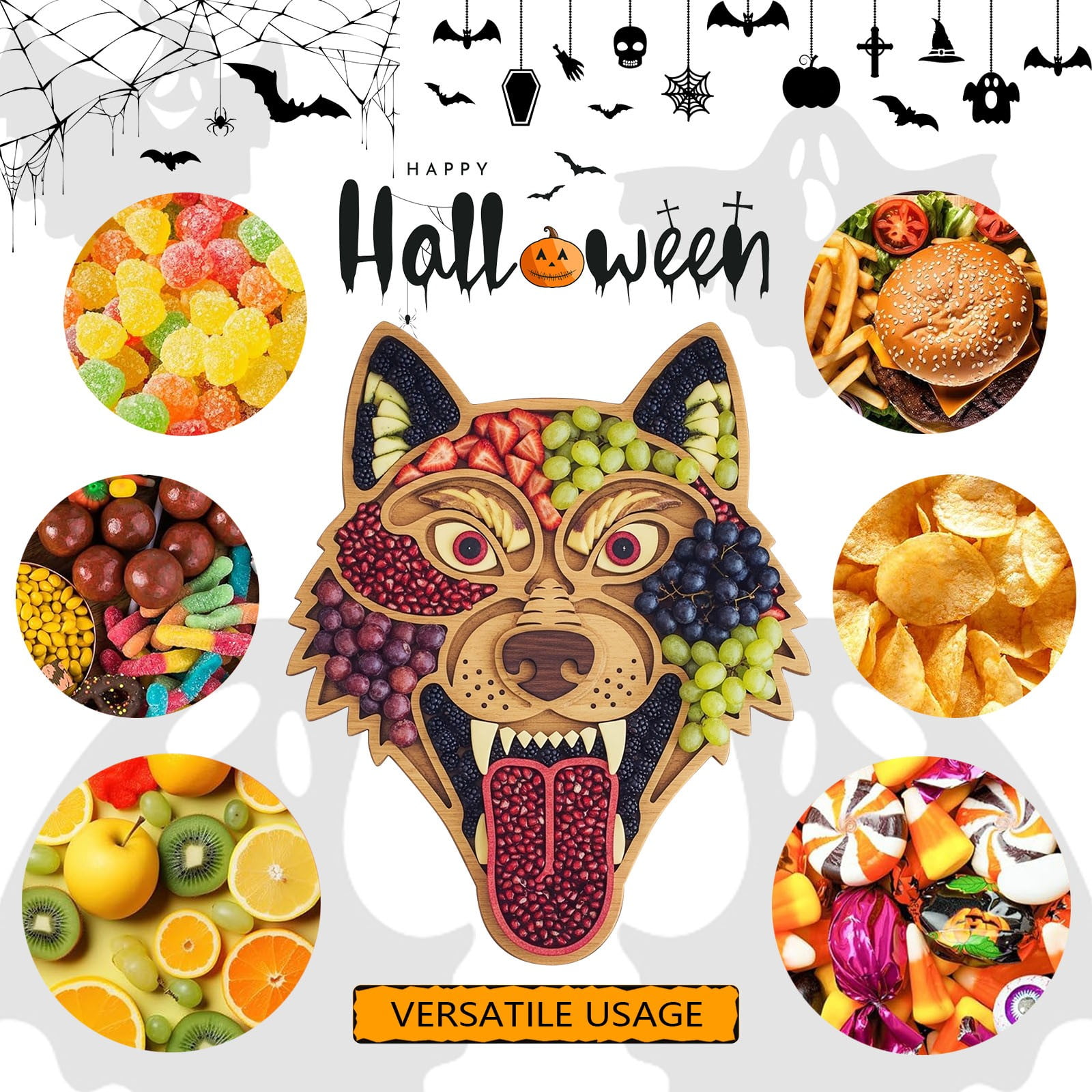 Halloween Theme Deli Platter Halloween Themed Charcuterie Platter Halloween Themed Charcuterie Tray Halloween Charcuterie Tray Decoration Wood Material Exquisite Craftsmanship