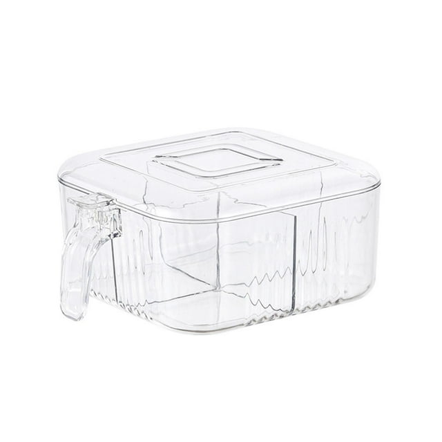Caja transparente para , recipiente para especias, 4 compartimentos de almacenamiento , Blanco BLESIY Contenedor de especias