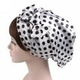 thumbnail image 5 of Wrea Bonnet Printed Women's Streamer Bow Hat Head Cover Headwrap Turbans Satin Head Scarf Sleeping Cap Hair Wraps for Women Sleeping Black spot, 5 of 9