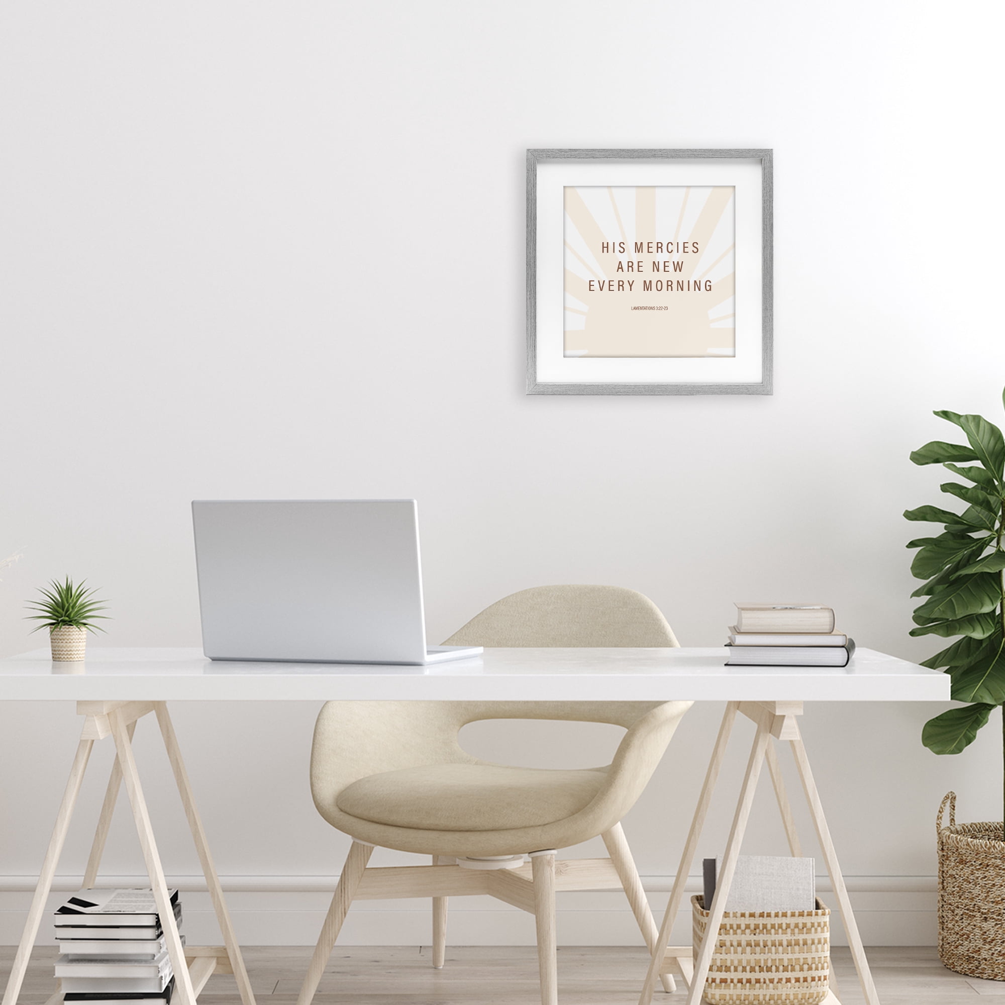 Stupell Industries His Mercies Are New Gray Framed Print Under Glass, design by SD Graphics Studio