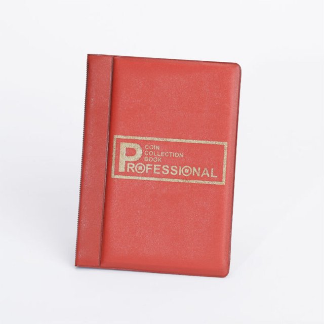 Matsuzay Collet de almacenamiento de monedas, libro portátil de Color sólido, 10 páginas, 120 rejillas, organizador de álbum protector de Almacenamiento y organización del hogar Rojo