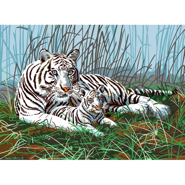 Junior Large Paint By Number Kit 15.25"X11.25"White Tigers In The Mist