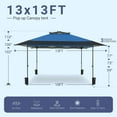 thumbnail image 3 of Summit Living 13 x 13 Ft Pop up Canopy Tents for Outside Easy Setup Canopy Shelter w/ 1-Button Setup Blue, 3 of 8