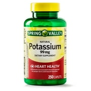 Spring Valley Potassium Caplets, 99 mg, 250 Ct