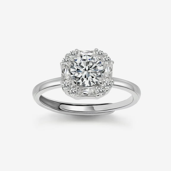 Oryn Jewel 14K White Gold Plated Ring - 1.8 Ct Round Cut Diamond Ring - Halo Engagement Wedding Ring - Gorgeous Anniversary Gift for Women - Casual Office Wear Ring - Gorgeous Wedding Gift