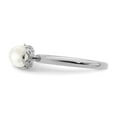 thumbnail image 3 of Solid 925 Sterling Silver Stackable White Freshwater Cultured Pearl Engagement Ring Size 5, 3 of 6