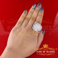 thumbnail image 4 of King of Bling's White Silver 18.95ct Cubic Zirconia Round Multi Row Bridal Set Men's Ring Size 8, 4 of 12
