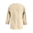 thumbnail image 4 of Conairie Womens V Neck Long Sleeve Shirt Solid Color Loose Button Classic Elegant Casual Tunic Tops Comfy Soft Fall Basic Work Tee Vacation Clothes Khaki L, 4 of 5