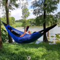 thumbnail image 6 of Hyasfey Outdoor Hammock with Carry Bag Breathable Portable Heavy Duty Single Person Camping Garden Patio Balcony Porch Backyard Hanging Mesh Swing, 6 of 6