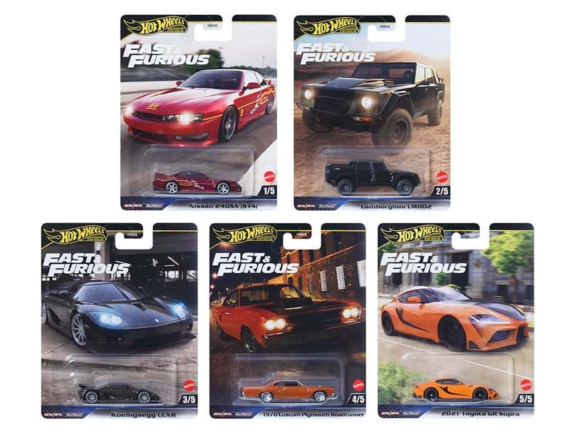 Hot Wheels Fast & Furious 1:64 Scale Die-Cast Toy Cars, Set