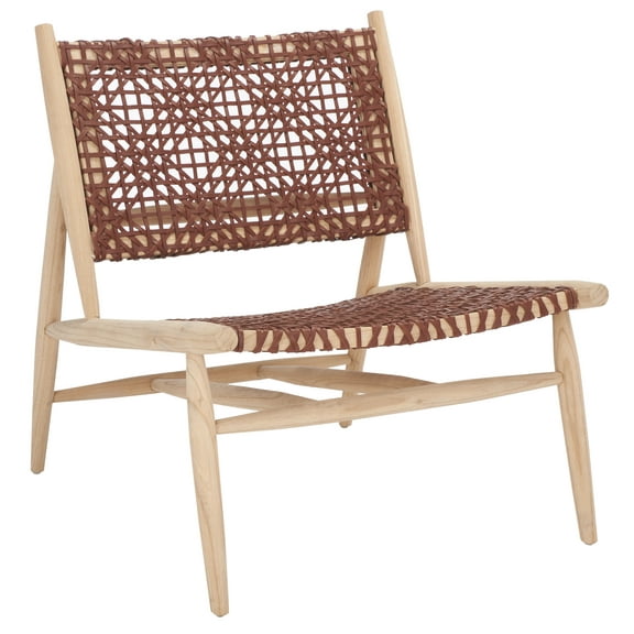 SAFAVIEH Bandelier Leather Weave Nautical Accent Club Chairs, Cognac/Natural (26 in. W x 31.5 in. D x 30.7 in. H)