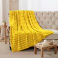 thumbnail image 2 of Home Soft Things Derby Double Sided Faux Fur Throw Blanket Solid Color Fuzzy Super Soft Cozy Plush Throw - Lemon Curry - 50" x 60", 2 of 9