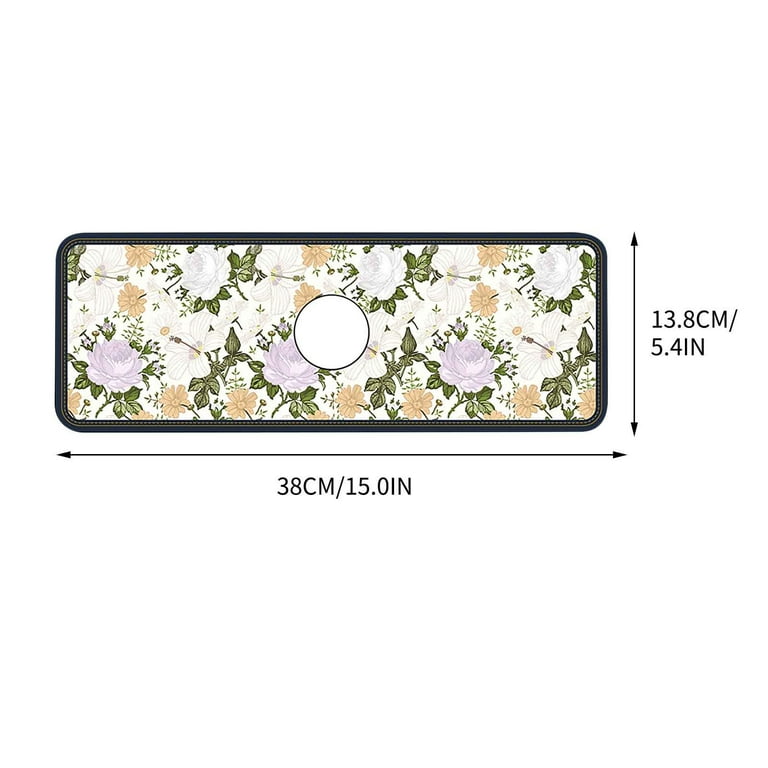 1pc Flower sea pattern sink faucet suction pad Drain pad Kitchen bathroom  sink countertop drain pad diatomaceous earth basin can be cut quick drying