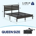 thumbnail image 2 of Greenstell Queen Size Platform Bed Frame with Storage Headboard, LED Lights & USB Charging Station, Metal Bed Frame Black, 2 of 7