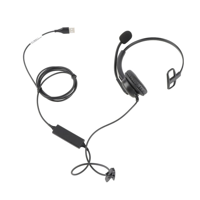 Auriculares de una sola oreja, cómodos, ligeros, con cancelación de ruido, con cable y micrófono para centro de llamadas, oficina, puerto USB.