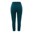 thumbnail image 5 of Prolriy Dress Pants Women High Waist Cropped Work Pants Solid Zipper Trouser Pant Casual Baggy Elastic Waist Trouser Wide Leg Pant With Pocket Fashion Work Pants for Women Green L, 5 of 8