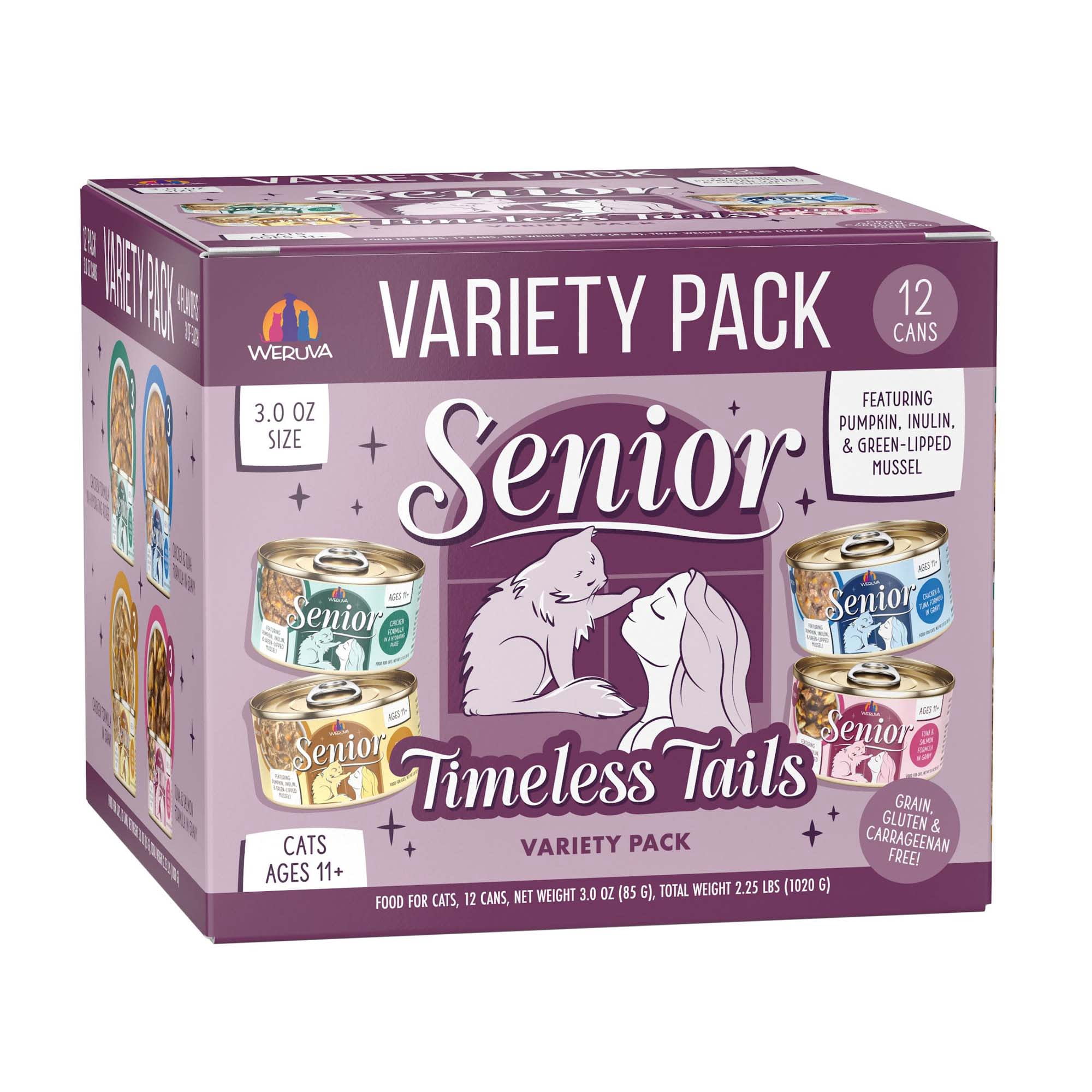 Weruva Senior Timeless Tails Variety Pack Wet Cat Food 3 oz. Count of 12