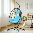 thumbnail image 2 of Egg Chair with Stand, Patio Wicker Hammock Chair Swing with Stand and UV Resistant Cushion, Egg Swing Chair for Outdoor Patio Porch Backyard Living Room, 300lbs Weight Capacity, B055, 2 of 9
